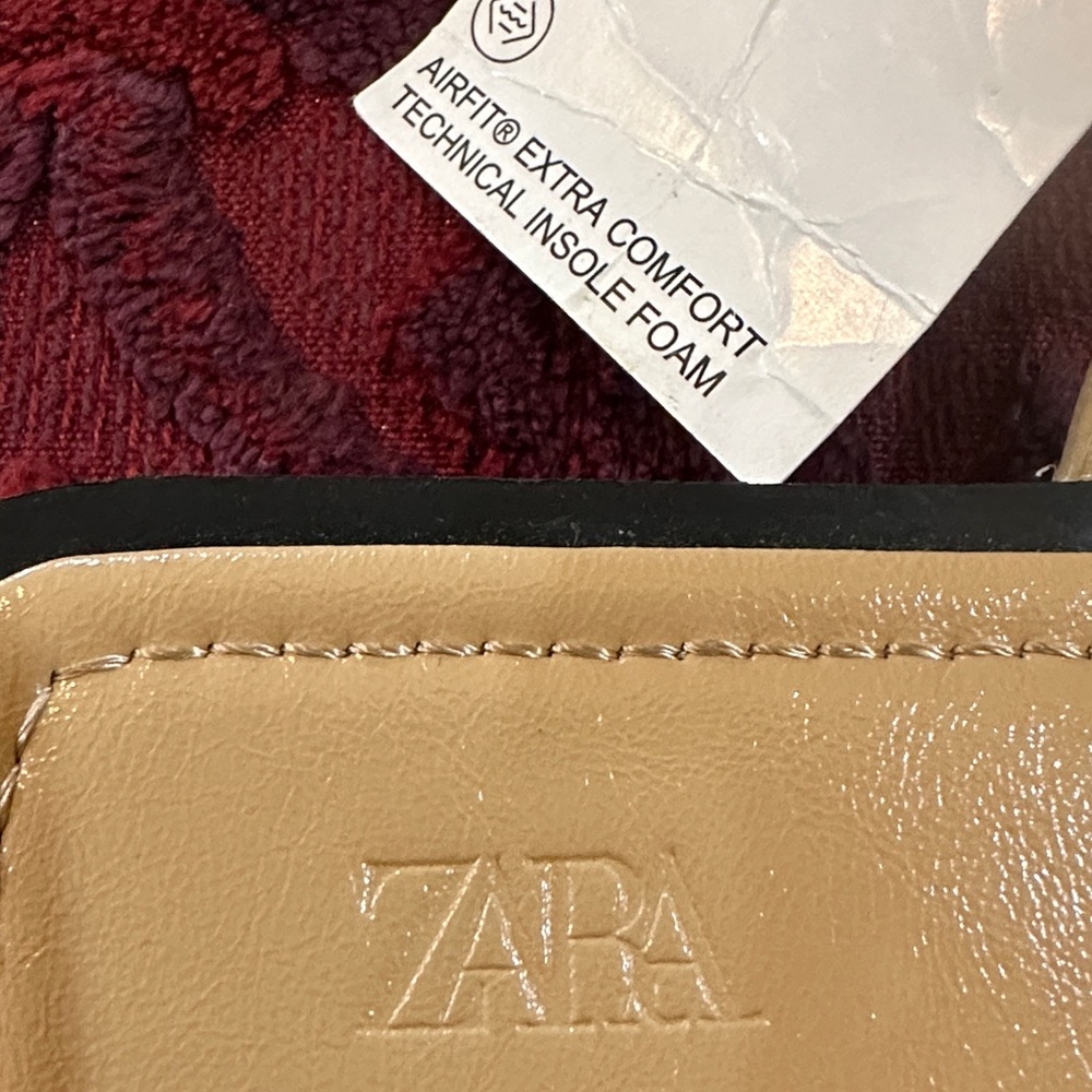 Zara Tan Bow-Strap Square-Toe Sandals. NWT Size 38 - Picture 3 of 5